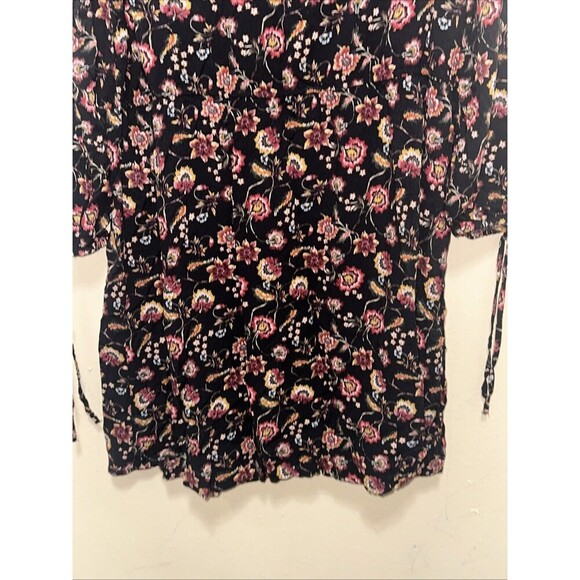 Floral Print Dress‎ Long Sleeve Black Bohemian Mini or Tunic - Picture 4 of 7